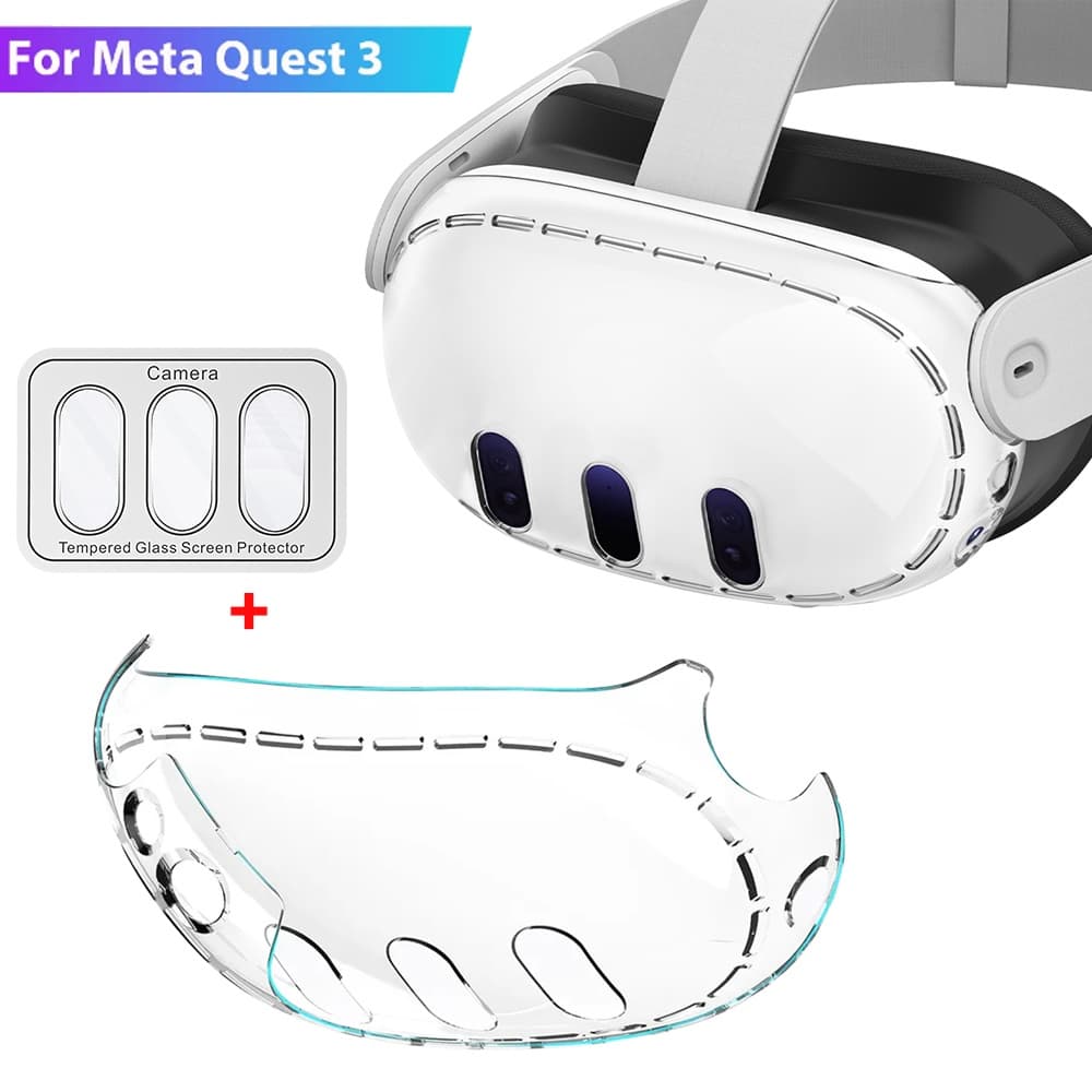 Para Meta Quest 3 Capacete VR Transparente Capa Protetora Anti-Colisão Respirável
