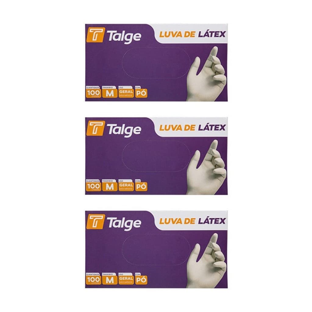 Luva Látex Com Pó Tamanho P;M;G Talge – Kit com 3 Caixas