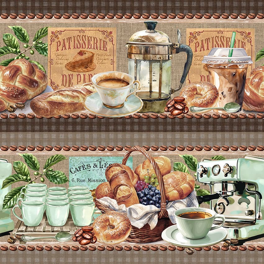 Tricoline Digital Barrado Aroma de Café 100%Alg 50cm x 1,50m