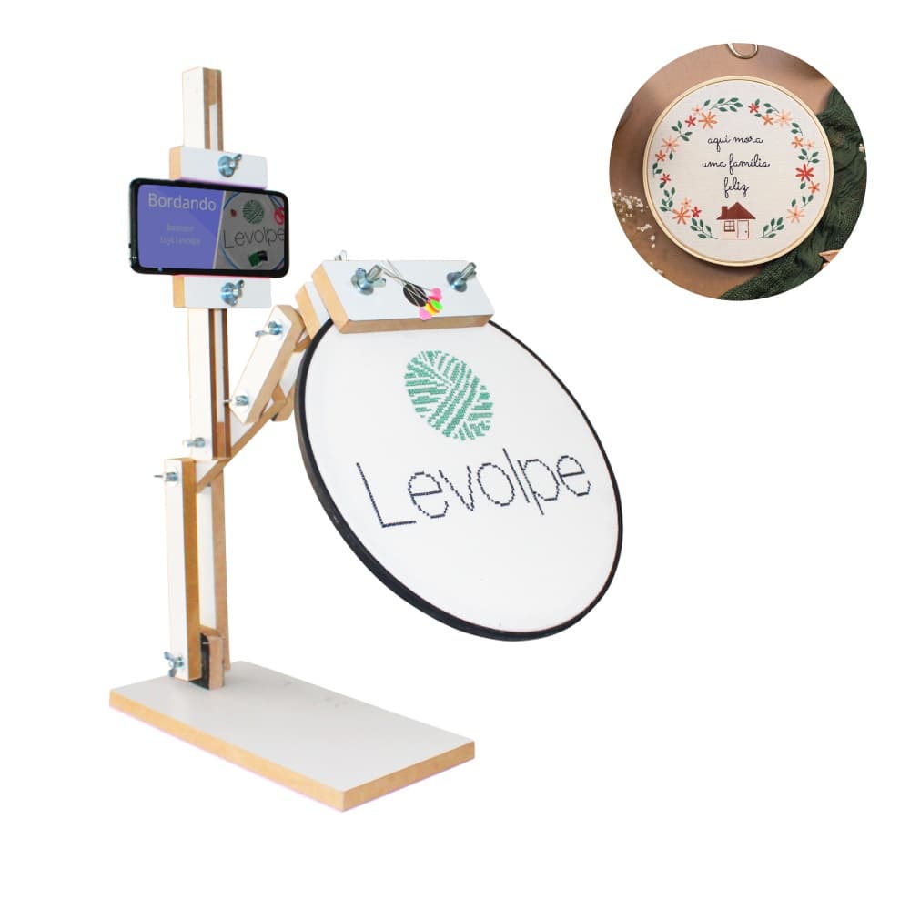 Suporte Articulado Bordado Bastidor Com Suporte Para Celular