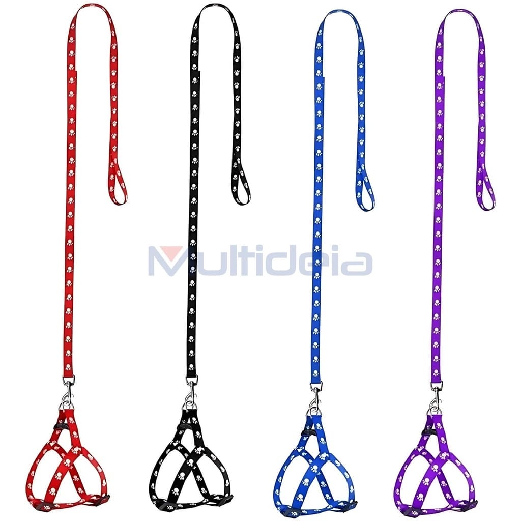 Multideia Coleira Guia Peitoral Para Cachorro Gato Ajustável Pet Cão Pequeno Porte