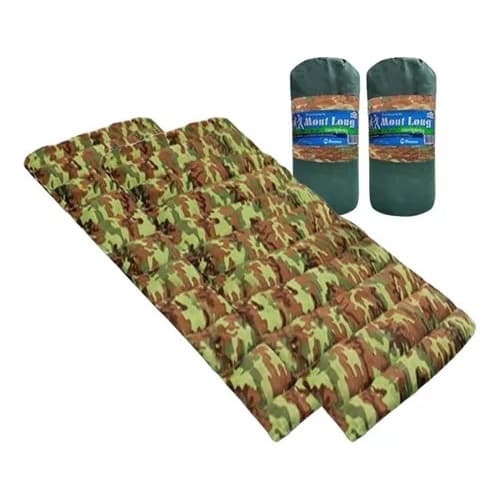 Kit 2 Colchonetes Camping Solteiro Verde Retiro Pesca Acampar