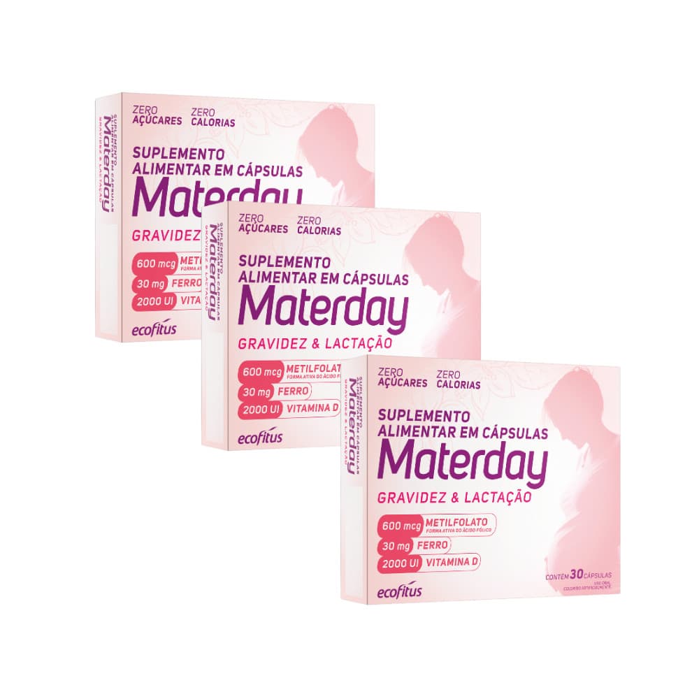 Kit 3 Materday Metilfolato Suplemento - 30 Caps - Ecofitus