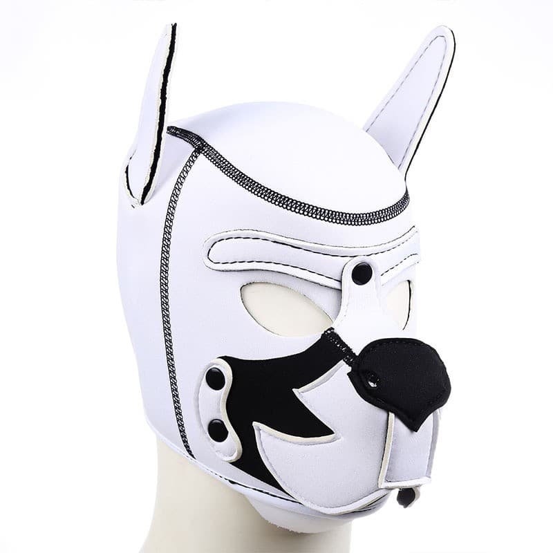 Máscara Cachorro Fetiche Puppy Hood Cosplay Branca