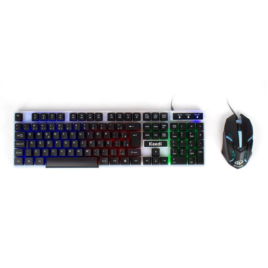 Kit Teclado Mouse Gamer KEEDI-TEC800 Membrana LED USB Preto