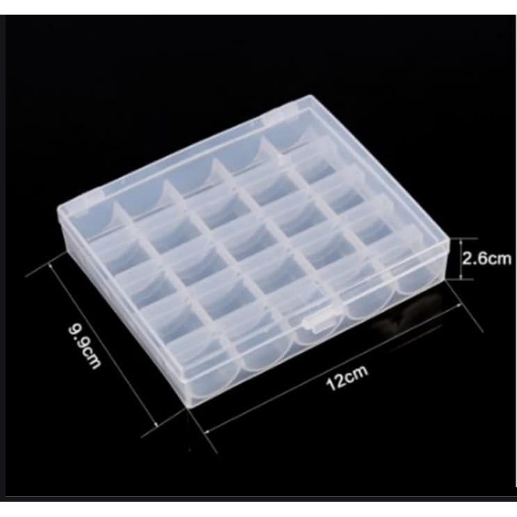 Caixa Estojo Organizador 25 Bobinas Carretilha Alta ou Baixa para Maquina de Costura 10,5 cm x 12 cm
