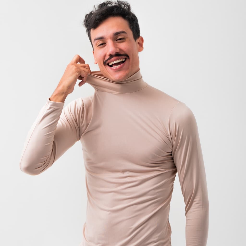 Camisa Gola Alta Nude Off White Bege Proteção Solar Uv 50+ Treino Fitness Academia Estilo Casual Fino