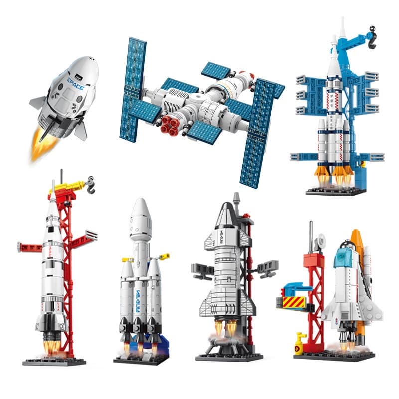 Foguetão Espacial Pequeno Bloco de Construção de Partículas Brinquedos Montagem Satélite Brinquedos Educativos Infantis