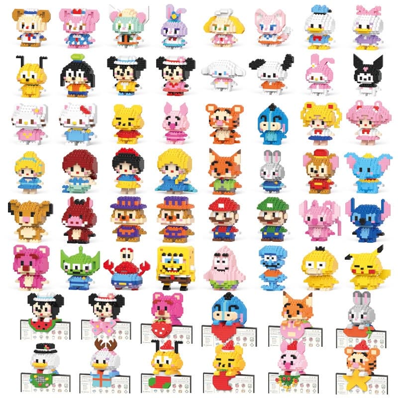 50 styles Nano Blocos Cartoon Boneco De Construção Pooh Bear SpongeBob SquarePant Puzzle Kids Brinquedos Presentes