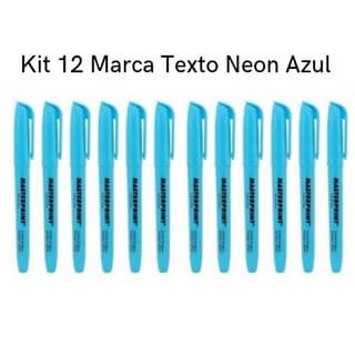 Kit 12 Marca Texto Neon Azul Masterprint - Grifa Texto