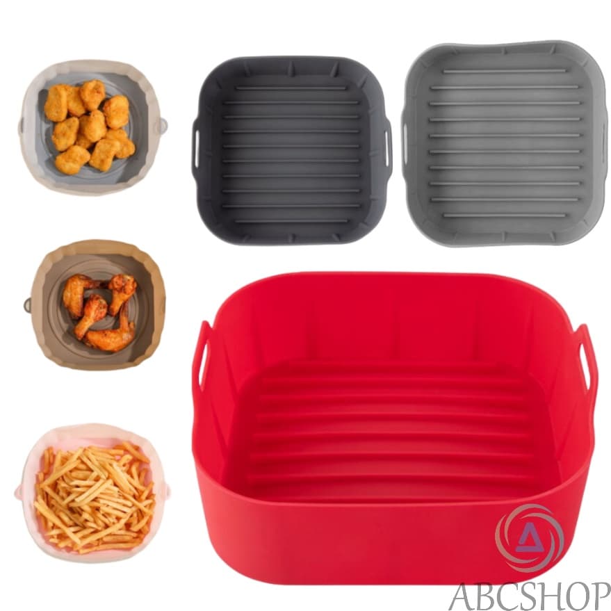 Forma De Silicone Air Fryer Antiaderente Cesto Silicone Fritadeira Elétrica Quadrado