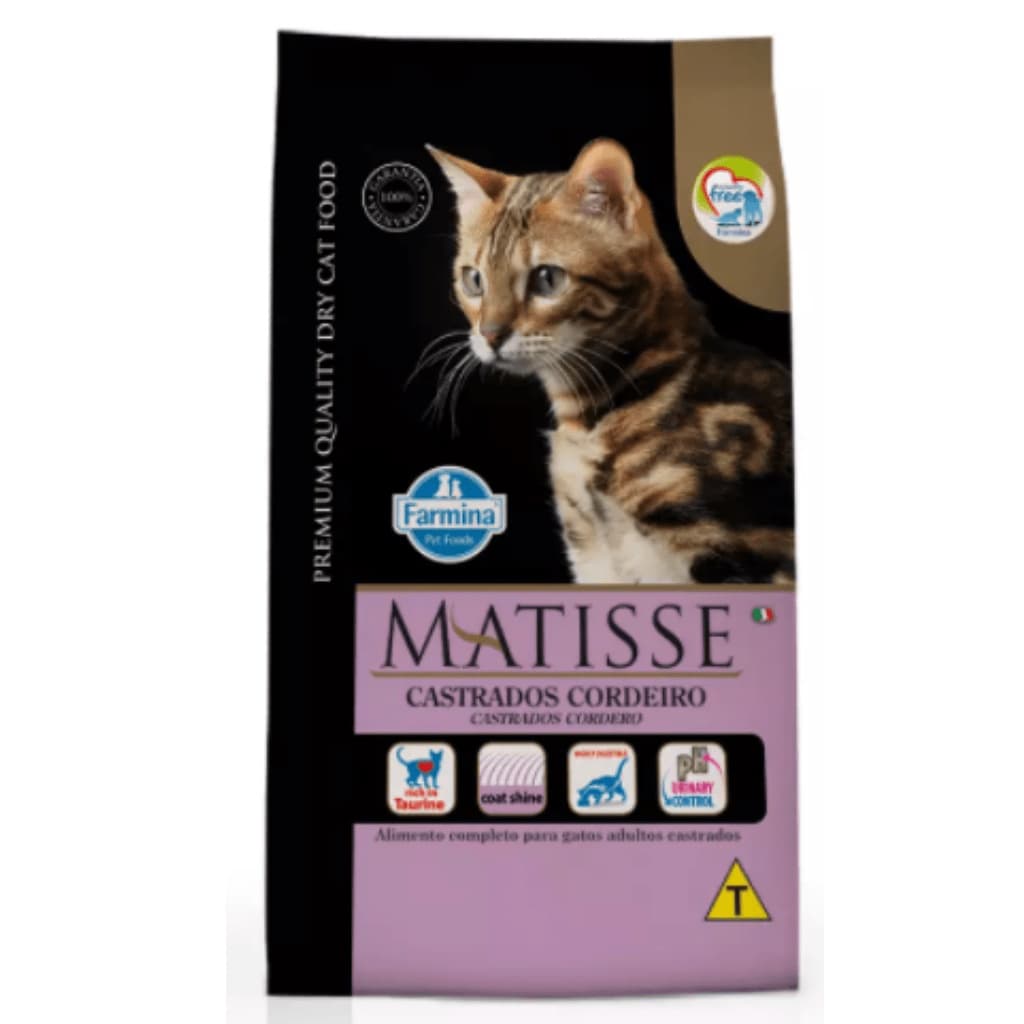 Ração Farmina Matisse para Gatos Adultos Castrados Sabor Cordeiro - 7,5KG
