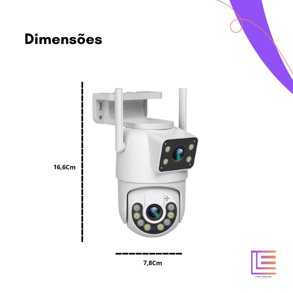 Camera View Dupla PRETO 360° Detection Humana Wifi "APP YOOSEE" Protection Envio Imediato