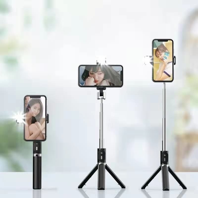 Bastão Pau de selfie Tripé Retrátil Com Luz LED Controle Bluetooth Celular JORGE
