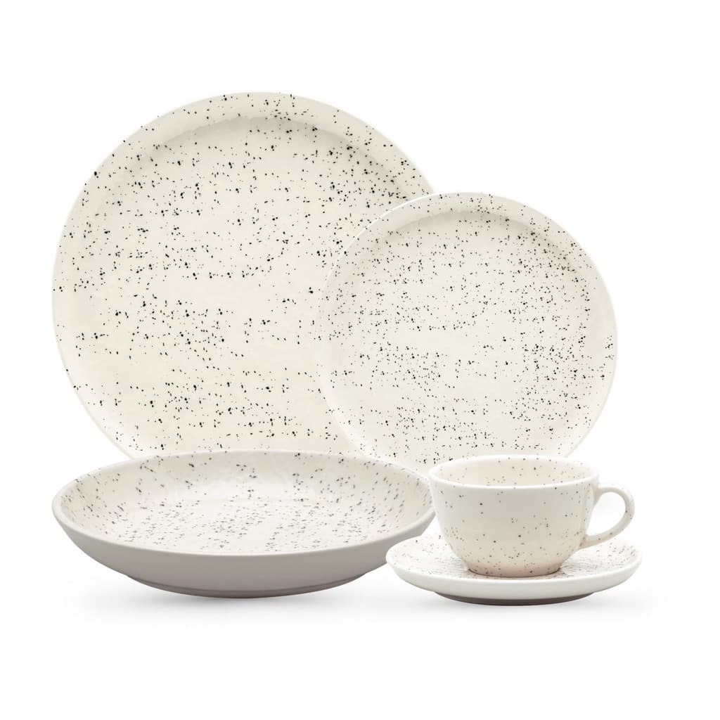 Aparelho de Jantar E Chá 20 Peças Flat Chuvisco Jogo De Pratos E Xícaras Oxford