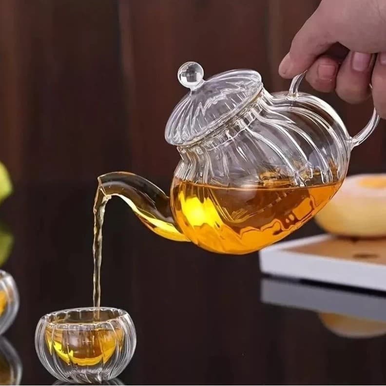 Chaleira Bule com Infusor e Tampa de Vidro Transparente 650ml - Flux