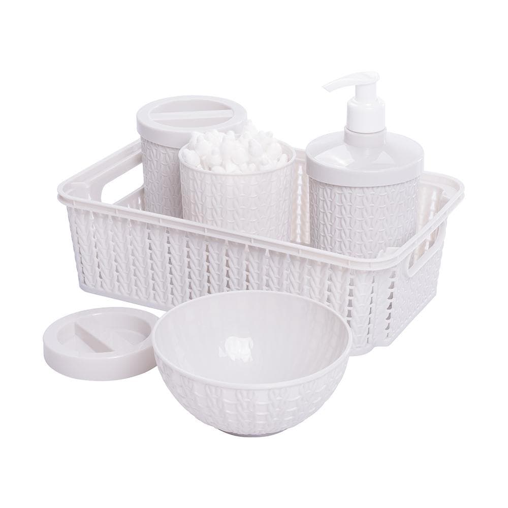 Kit Higiene Trama Branco Bebê 5 Peças Plasútil