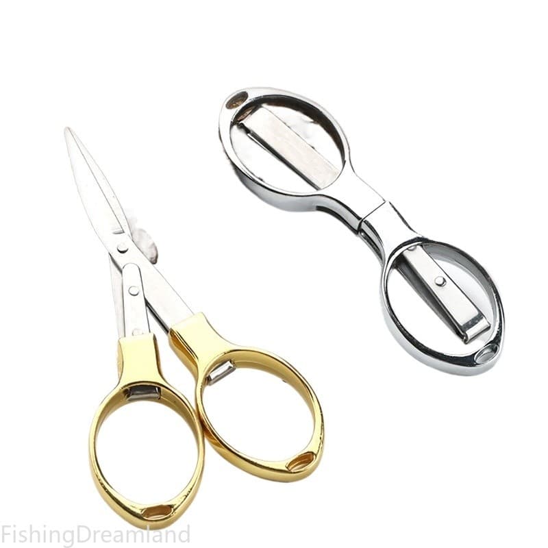 Dobrar tesoura pequena liga de zinco 8 caracteres estiramento ao ar livre viagem tesoura de pesca multifuncional