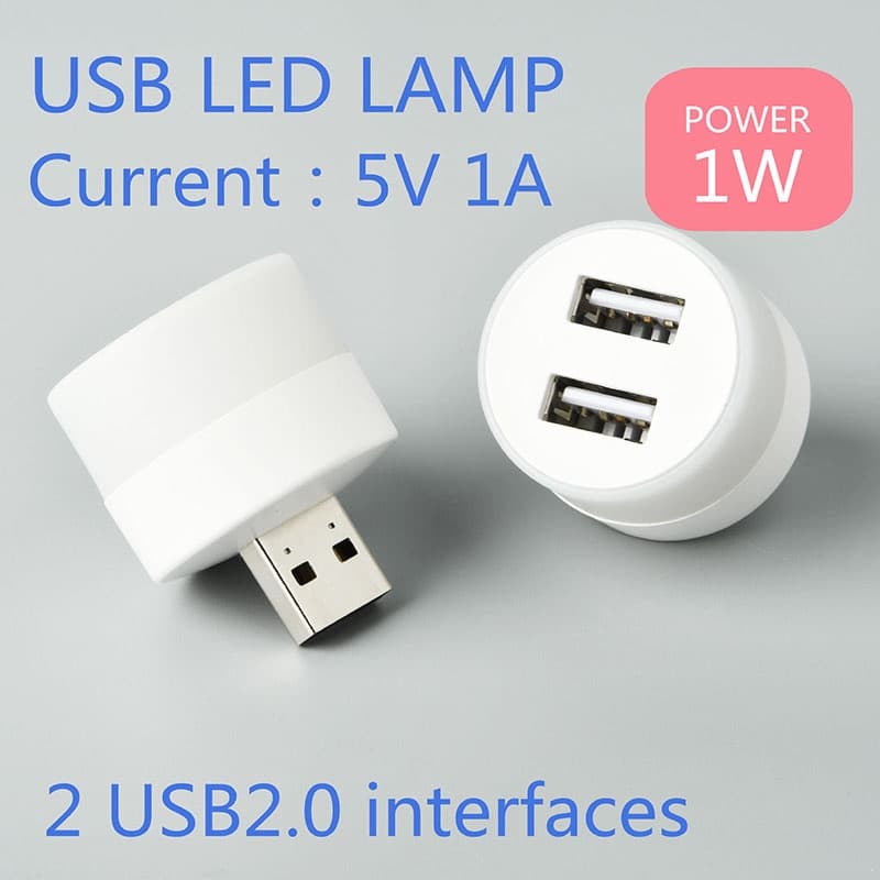 Mini Luminaria de 2 Porta USB DC Plug Lâmpada LED 5V Luz de Leitura Do Livro Proteção Dos Olhos