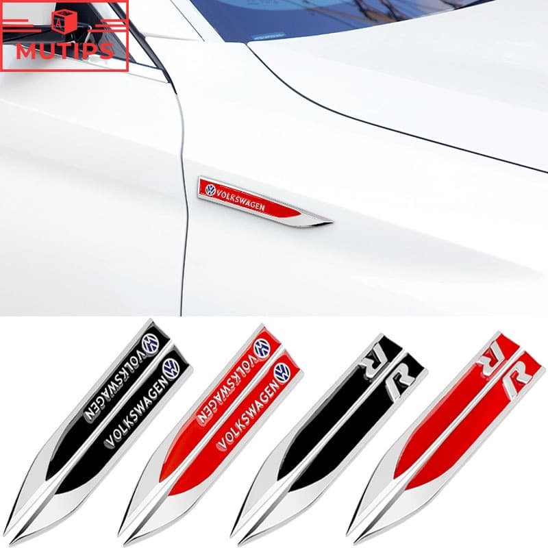 Fender Volkswagen 2PCS 3D Metal Car Logotipo Do Carro Lâmina Pára-Lamas Adesivo Lateral Emblema Decoração Crachá Para Golfe Mk4 Mk7 MK3 jetta mk6 Up Passat b5 b6 b7 Tiguan