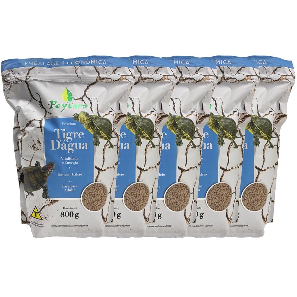 Kit 5 Ração para Tartaruga Poytara Tigre D'água 800g Refil
