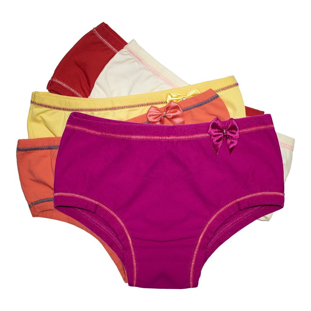 kit 10 Calcinha infantil microfibra poliamida lisa menina moça com laço na lateral