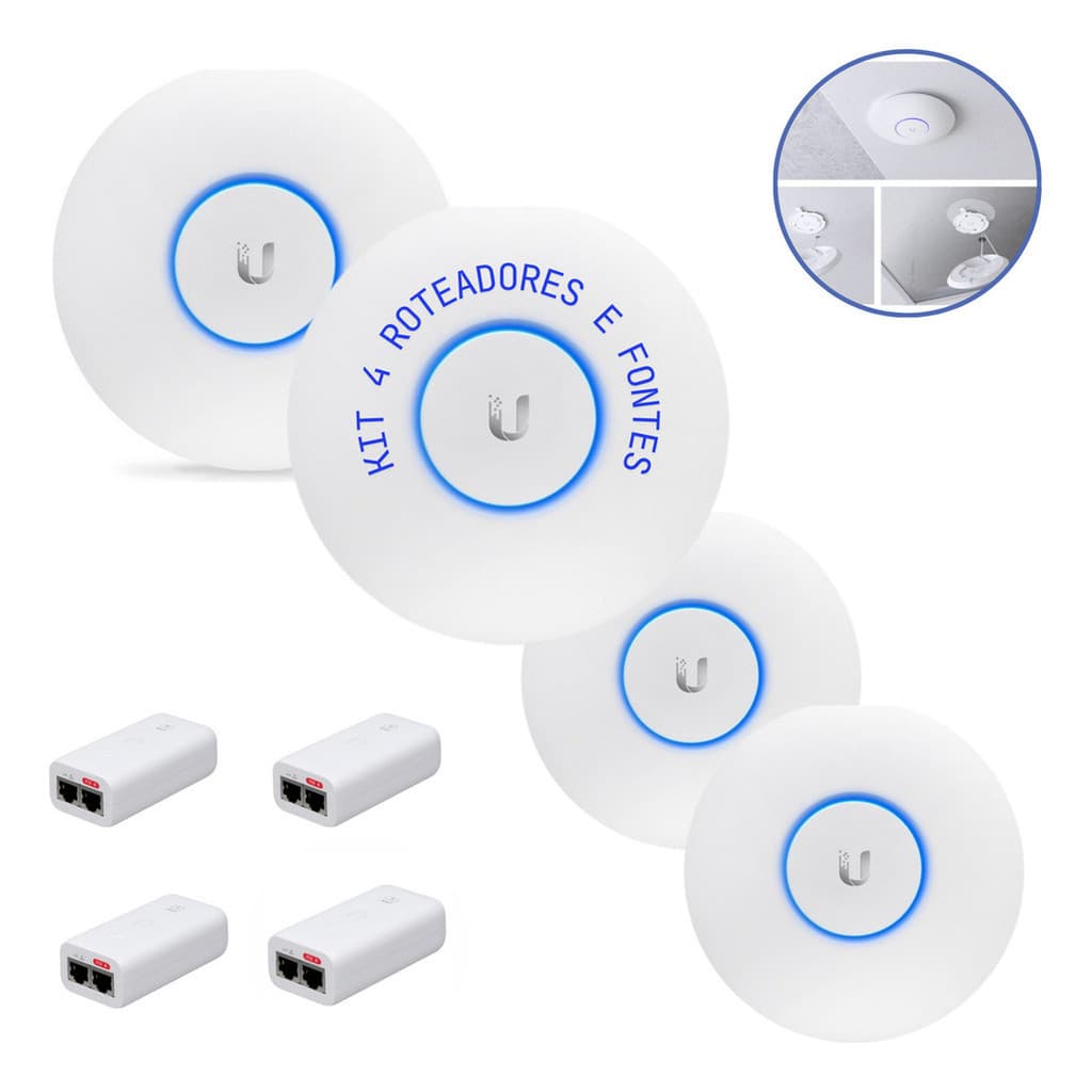 Kit C\ 4uni Access Point Ubiquiti Unifi U6+ Plus + Fonte Poe