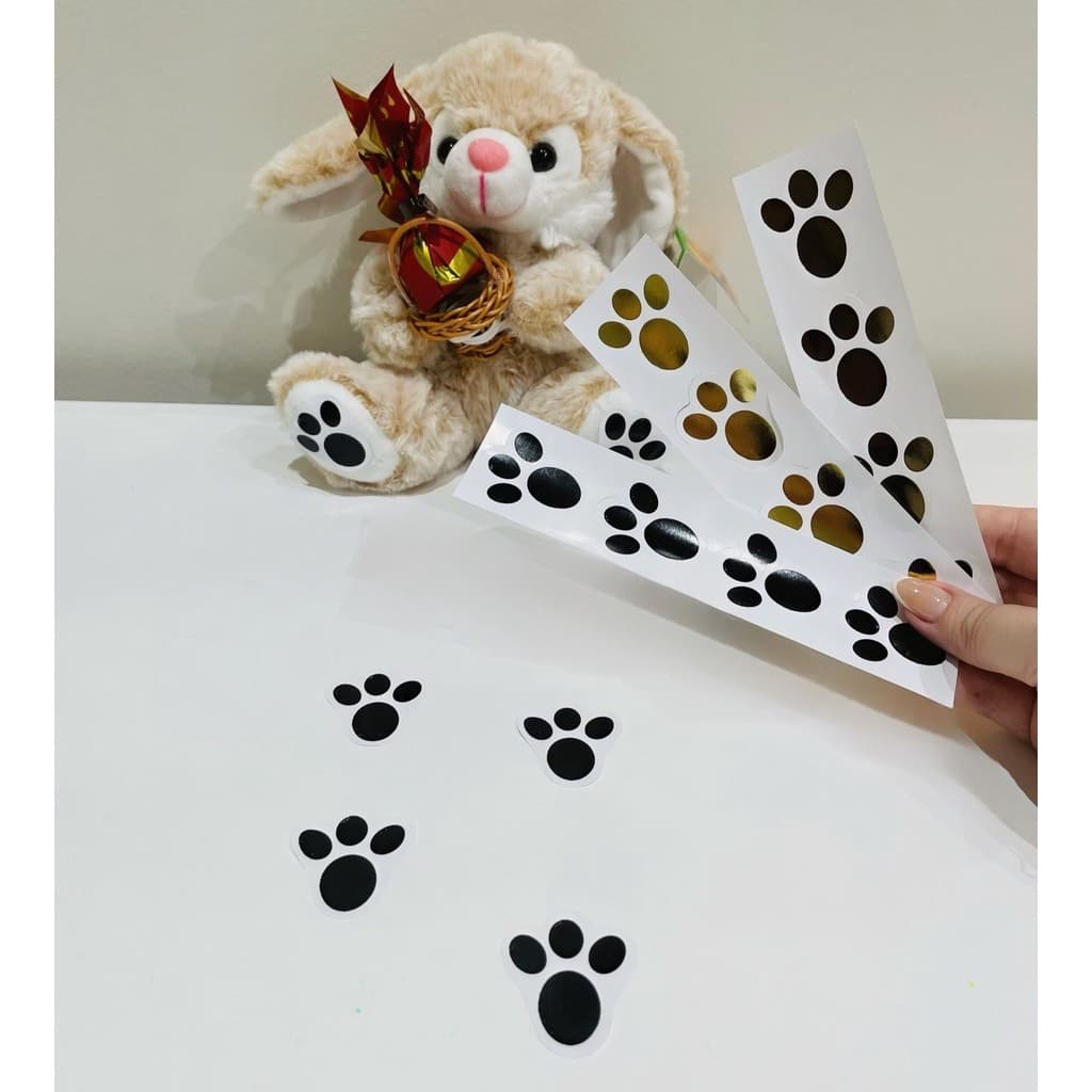 Etiquetas Patinhas de Coelho da Páscoa com 100 Adesivos