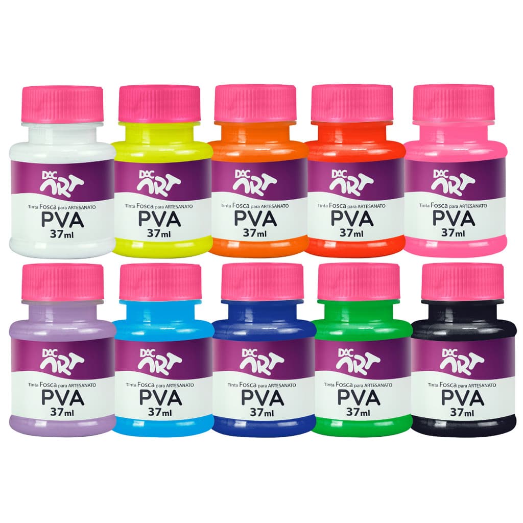 Kit 10 Tinta Pva Fosca Artesanato 37ml DAC