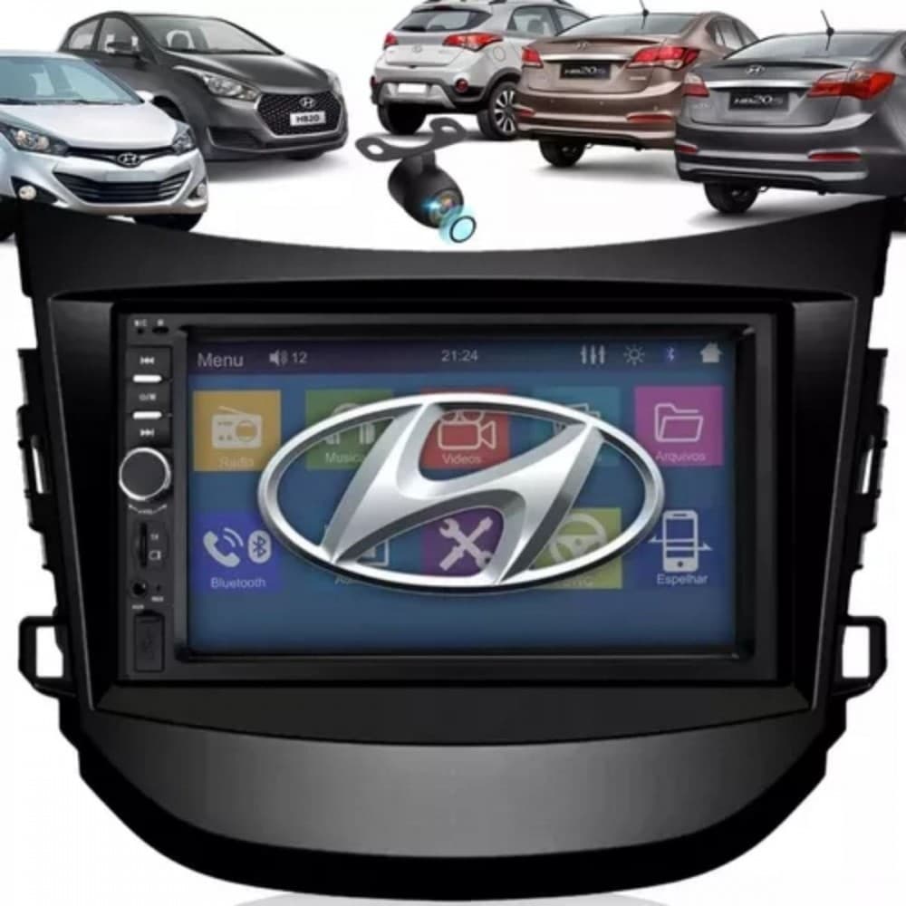 Central Multimidia Hb20 Cam Moldura Bt Usb Espelhamento