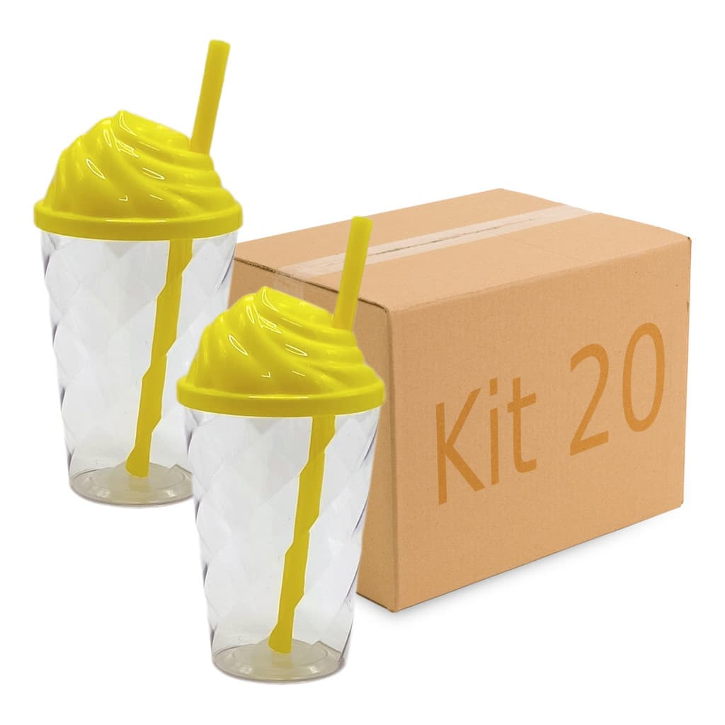 Kit 20 Copo Lavável 300ml Tampa Chantilly Atacado Varejo Aniversário baladas buffet rodeio