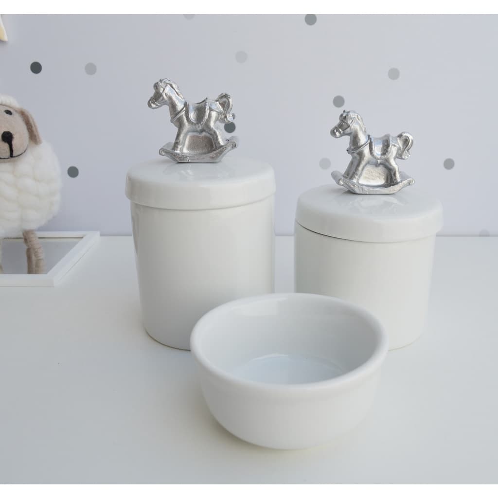 Kit Higiene Porcelana Bebê Moderno Quarto Banho K015 Cavalo