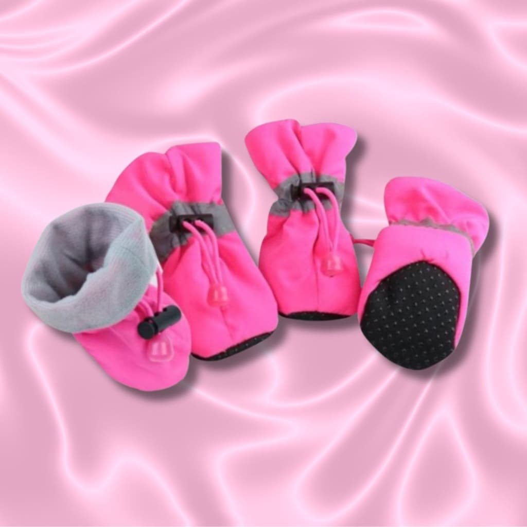 Bota Botinha Protetor de Pata para Cachorro Pet Sapato Rosa Tecido Antiderrapante c/ Elástico