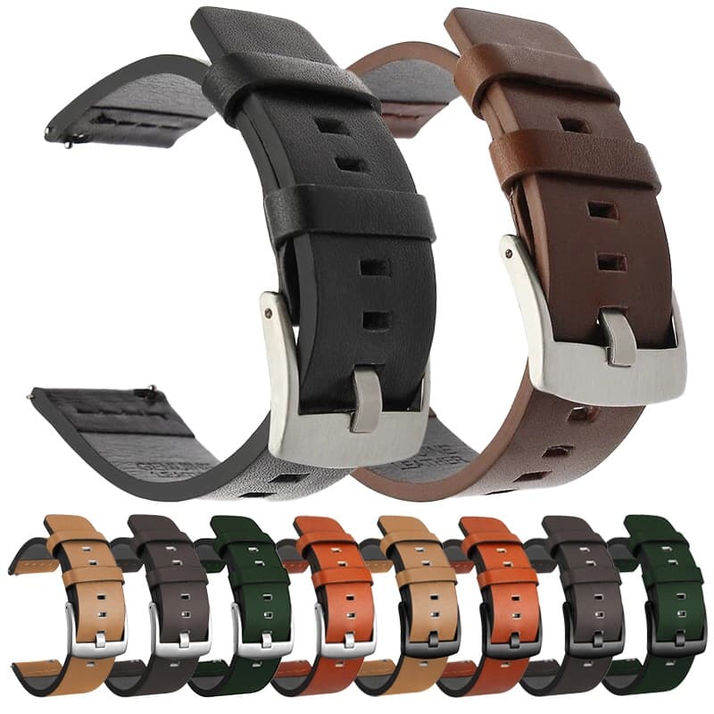 18mm 20mm 22mm 24mm Couro Genuíno Correia Universal Compatível Para Relógio Samsung Galaxy 42mm 46mm Ativo 2 40mm 44mm Huawei GT2 Amazfit GTR GTS