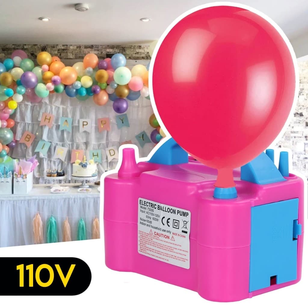 Inflador Compressor Balão Bexiga 2 Bicos 110V Festa Aniversário Evento Casamento Decoração 600W