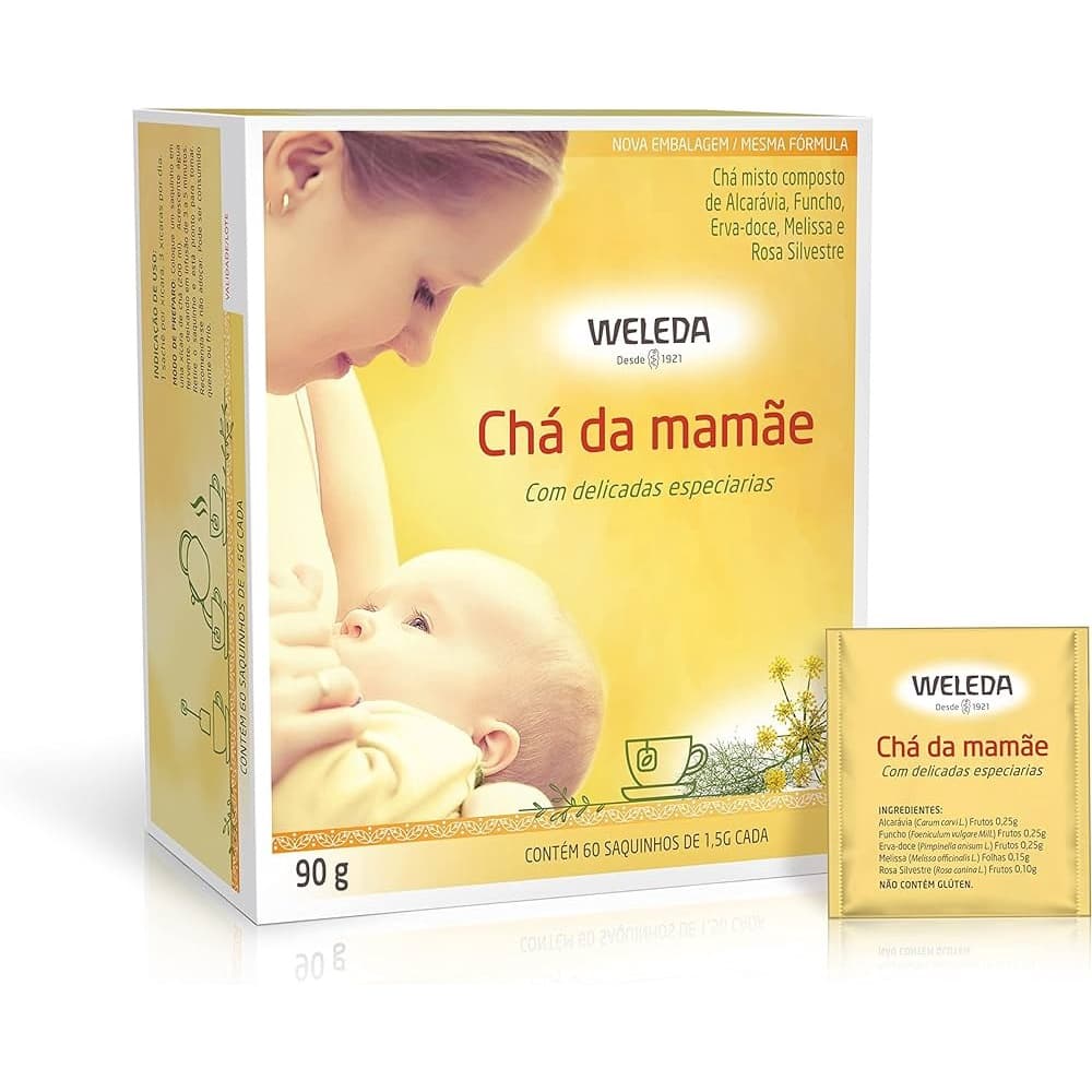Weleda Chá da mamãe 60 sachês amamentação hidrata caixa grande