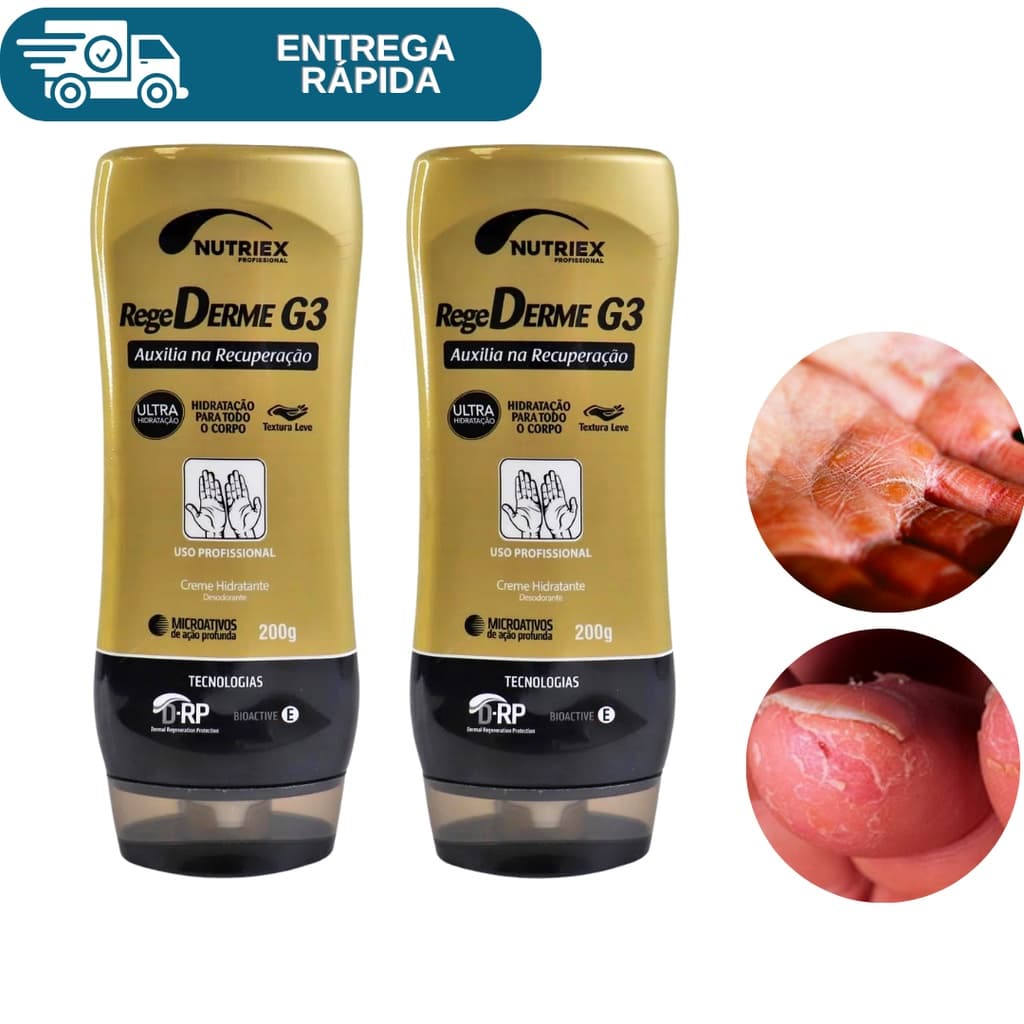 Kit 2 Creme Hidratante Desodorante Regederme G3 200g Nutriex Proteção Mãos Pele Seca Rachadura