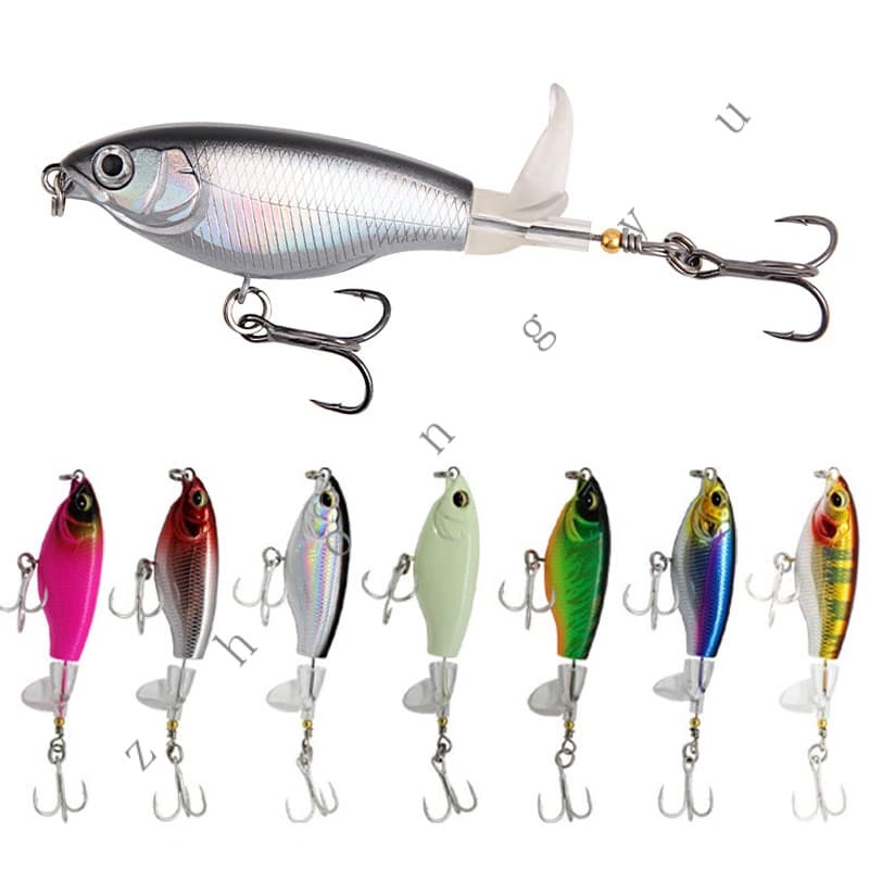 iscas artificiais pesca tucunaré superfície 6g/11g Rabo Rotativo Popper Flutuante Marítima Dura Lápis De Água Sub Estrada Equipamento Ao Ar Livre Cobra