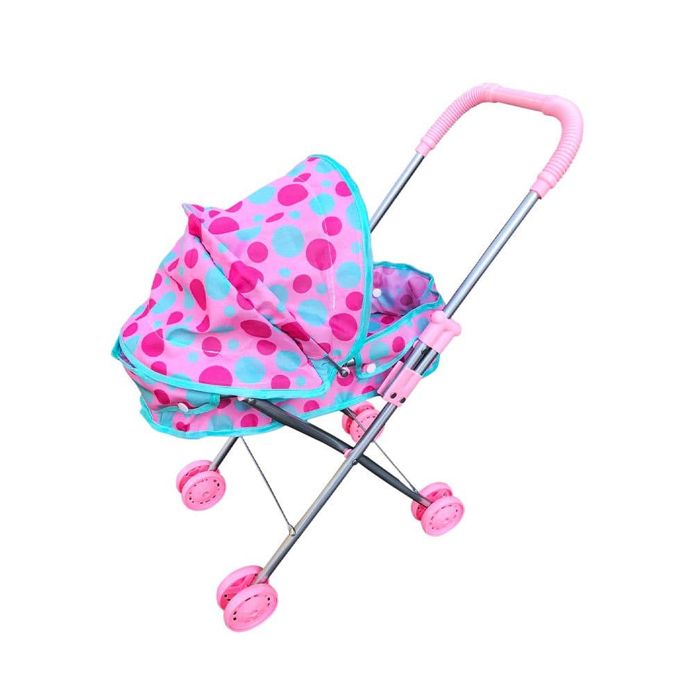 Carrinho de Boneca Passeio Divertido Berço Bolinhas DM Toys