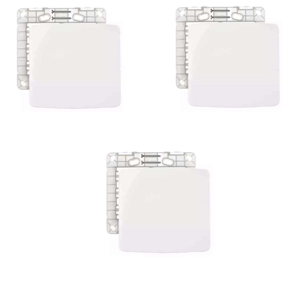 Kit 3 Conjuntos Placa 4x4 Cega Branca Margirius B3