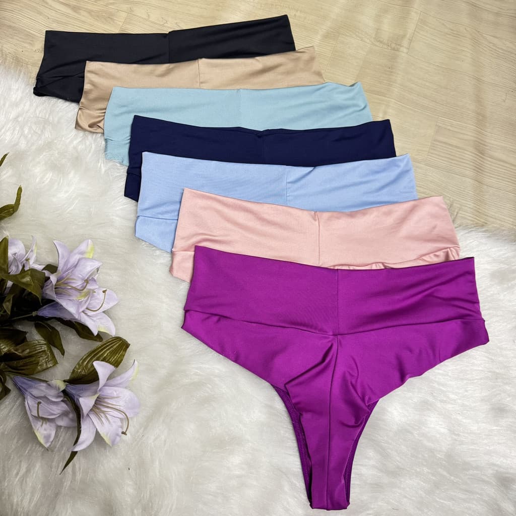 Kit Calcinhas Fio Dental Duplo Plus Size Cós Duplo Conforto Cintura Alta Valentina