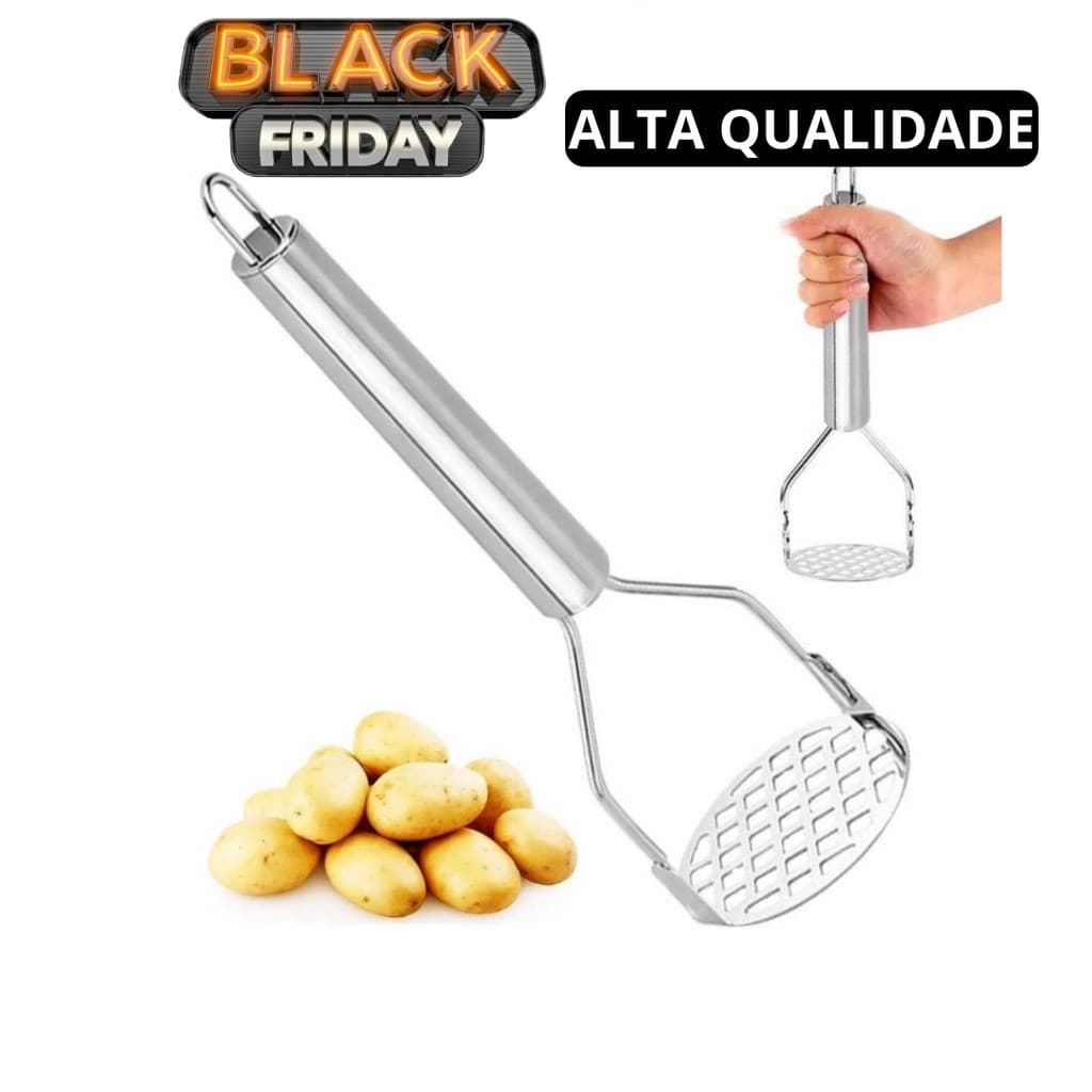 Amassador Espremedor de Batatas Legumes Feijão Cenoura Mandioquinha em Aço Inox Cabo Reforçado