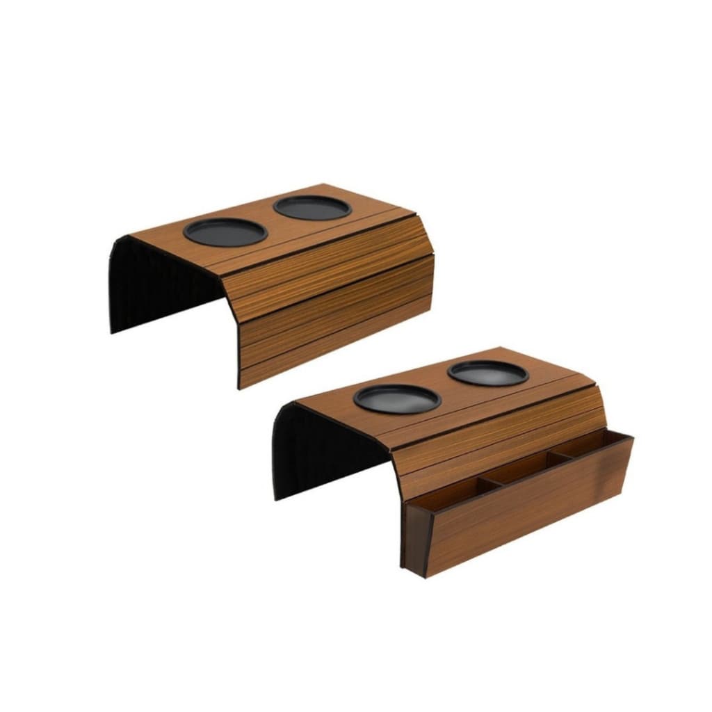 Kit 2 Bandeja Porta Copo e Porta Controle Esteira Para Braço de Sofá Caramelo