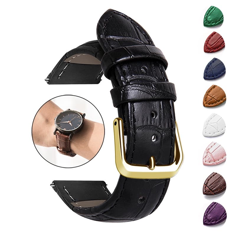 Pulseira De Couro Genuíno 16mm 18mm 19mm 20mm 22mm 24mm Faixa Homens Mulheres Cinto Universal De Substituição Macia