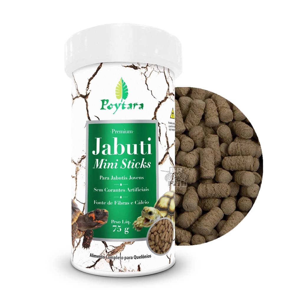 Ração Poytara Jabuti Mini Sticks Tartarugas Filhotes 75g