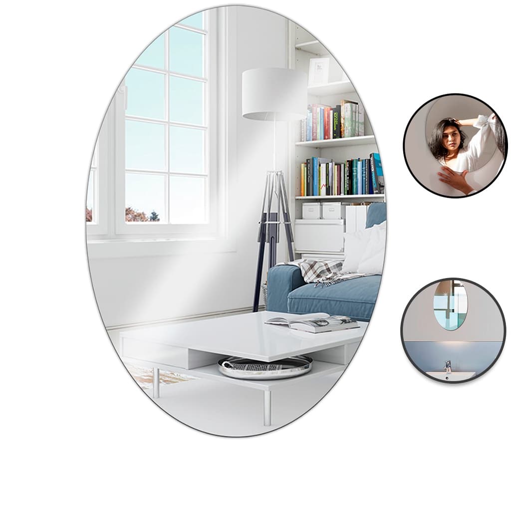 Espelho de Acrílico Adesivo Decorativo 50x35 Oval  Envio Rápido