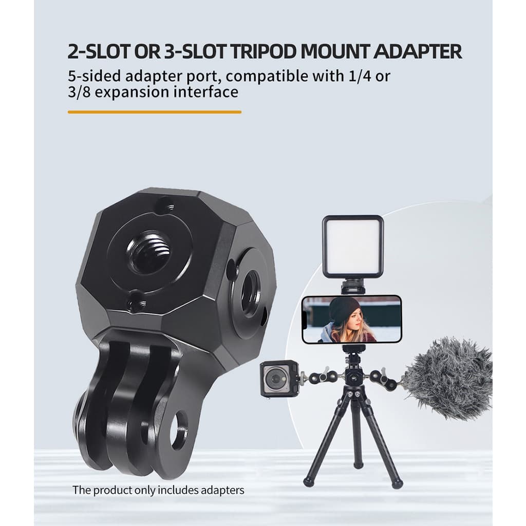 Conector De Fixação De Suporte De Cubo De Bloco De Liga De Alumínio Com Adaptador ARRI 1/4 " 3/8 " Para Câmera De Ação G