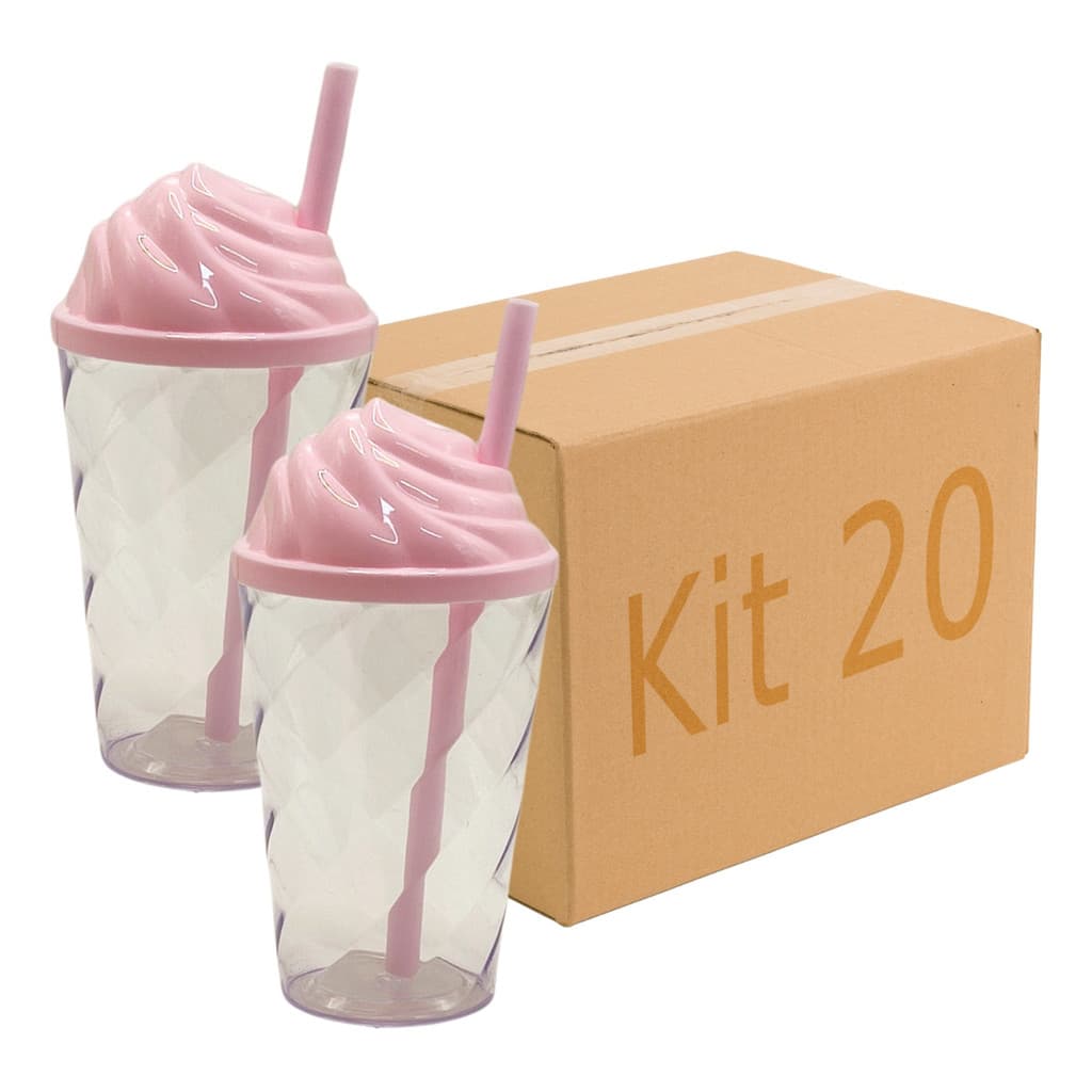 Kit 20 Copo 300ml Tampa Chantilly Niver Atacado E Varejo chá revelação 15 anos infantil brinde