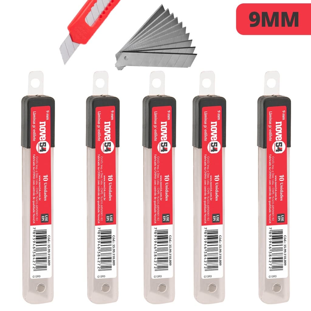 Lâmina De Estilete 50 Unidades 9mm estreito Lâmina de Precisão Envelopamento Alta Qualidade Nove54