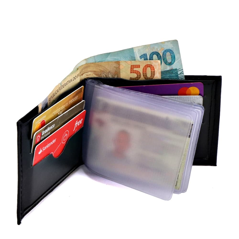 Carteira Masculina Islim Couro Ecológico Barata PRETA